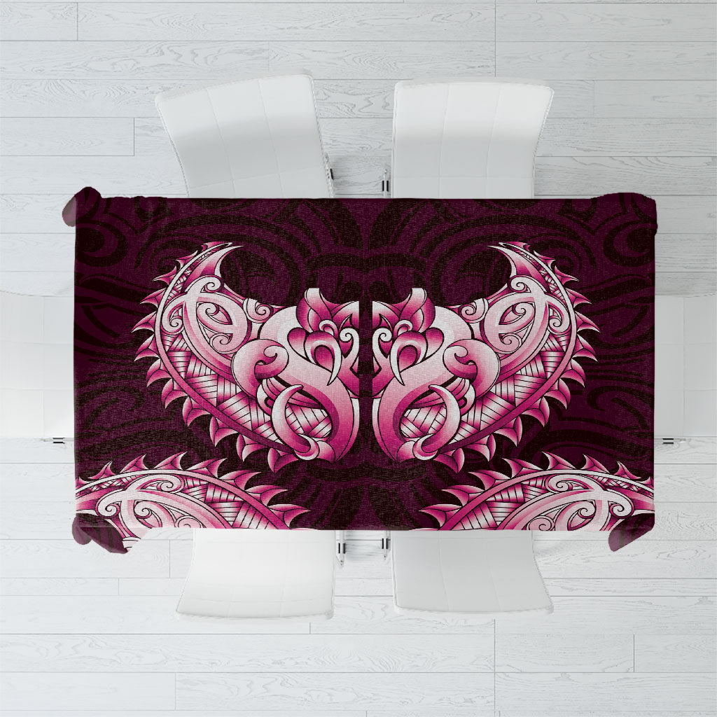 New Zealand Ta Moko Tablecloth Aotearoa Maori Chest Tattoo Pink