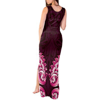 New Zealand Ta Moko Tank Maxi Dress Aotearoa Maori Chest Tattoo Pink