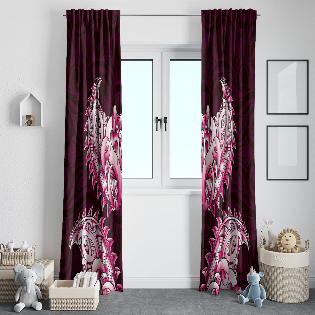New Zealand Ta Moko Window Curtain Aotearoa Maori Chest Tattoo Pink
