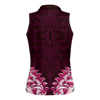 New Zealand Ta Moko Women Sleeveless Polo Shirt Aotearoa Maori Chest Tattoo Pink