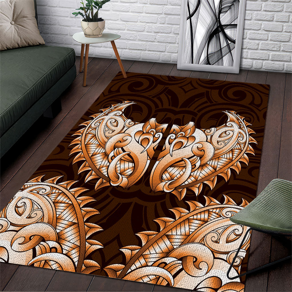 New Zealand Ta Moko Area Rug Aotearoa Maori Chest Tattoo Orange