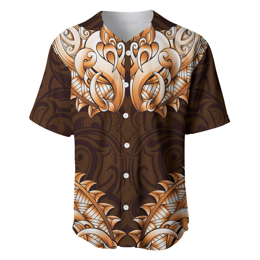 New Zealand Ta Moko Baseball Jersey Aotearoa Maori Chest Tattoo Orange