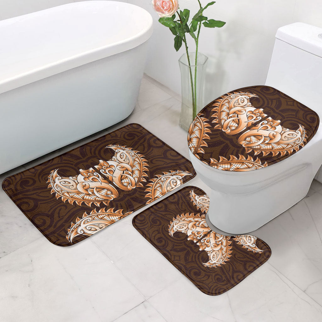 New Zealand Ta Moko Bathroom Set Aotearoa Maori Chest Tattoo Orange