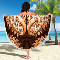 New Zealand Ta Moko Beach Blanket Aotearoa Maori Chest Tattoo Orange