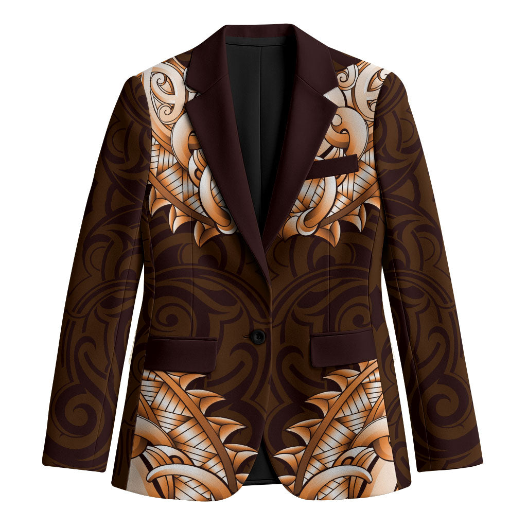 New Zealand Ta Moko Blazer Aotearoa Maori Chest Tattoo Orange