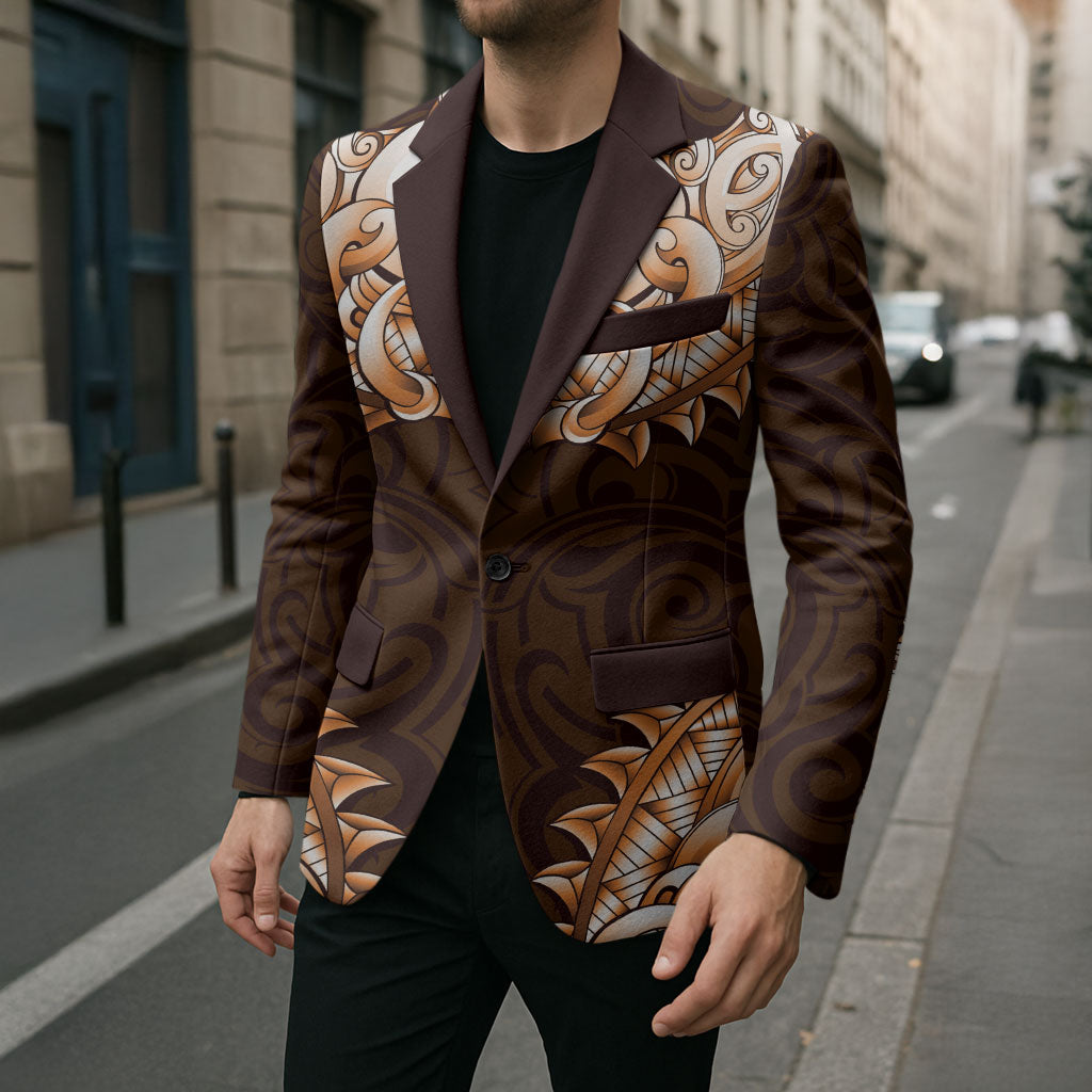 New Zealand Ta Moko Blazer Aotearoa Maori Chest Tattoo Orange