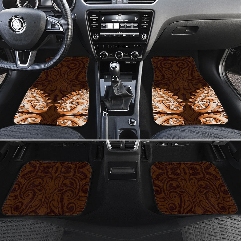 New Zealand Ta Moko Car Mats Aotearoa Maori Chest Tattoo Orange