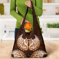New Zealand Ta Moko Grocery Bag Aotearoa Maori Chest Tattoo Orange