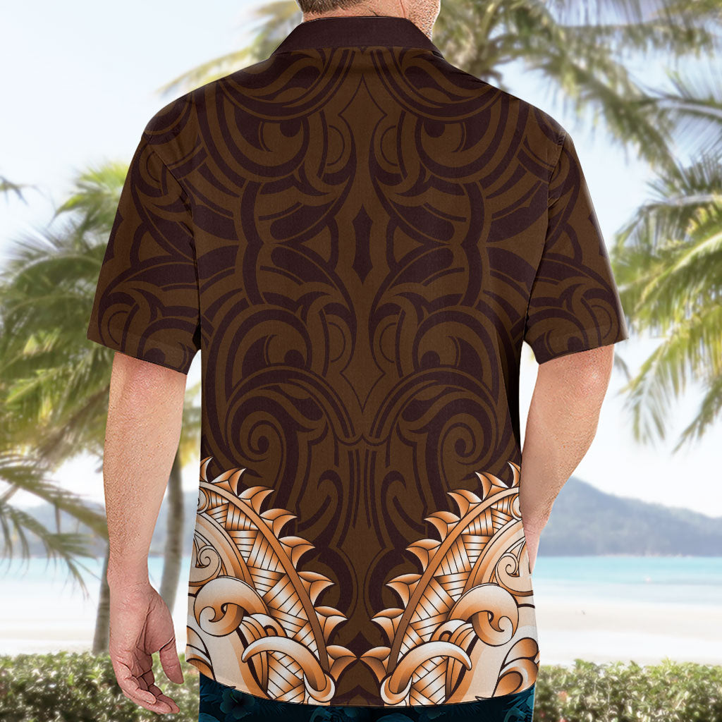 New Zealand Ta Moko Hawaiian Shirt Aotearoa Maori Chest Tattoo Orange