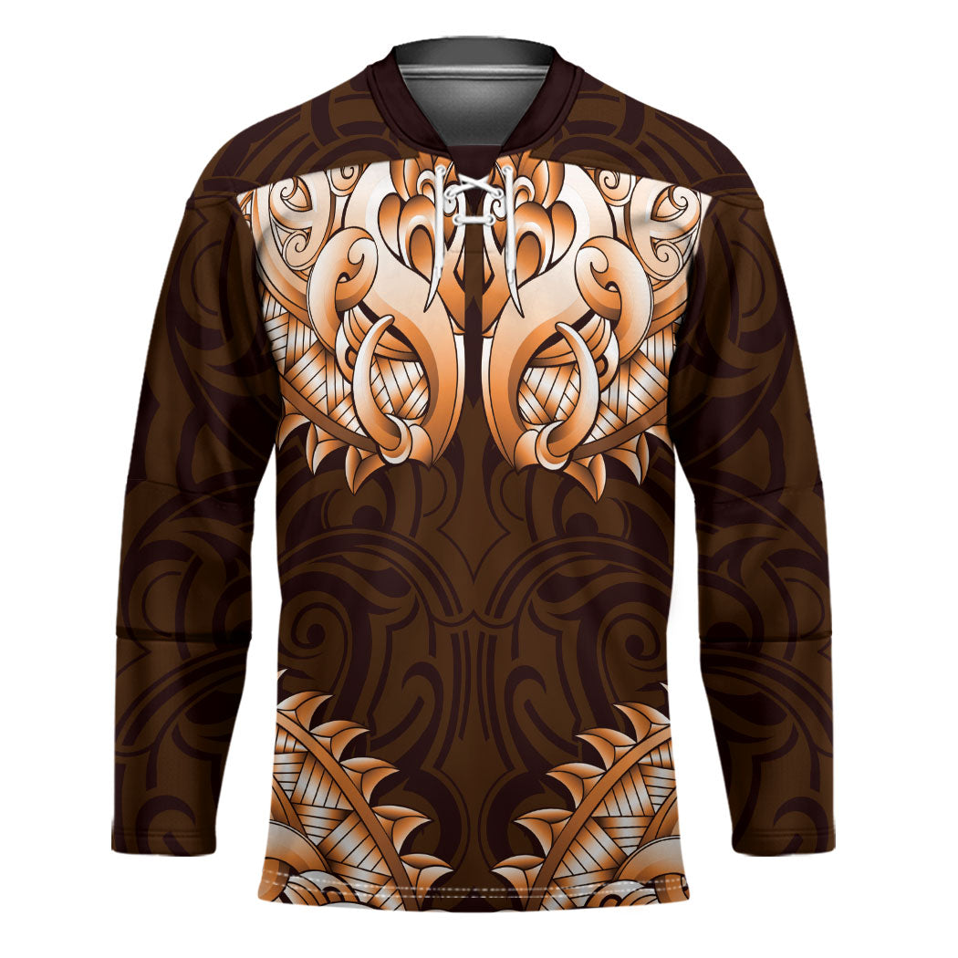New Zealand Ta Moko Hockey Jersey Aotearoa Maori Chest Tattoo Orange