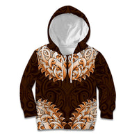 New Zealand Ta Moko Kid Hoodie Aotearoa Maori Chest Tattoo Orange