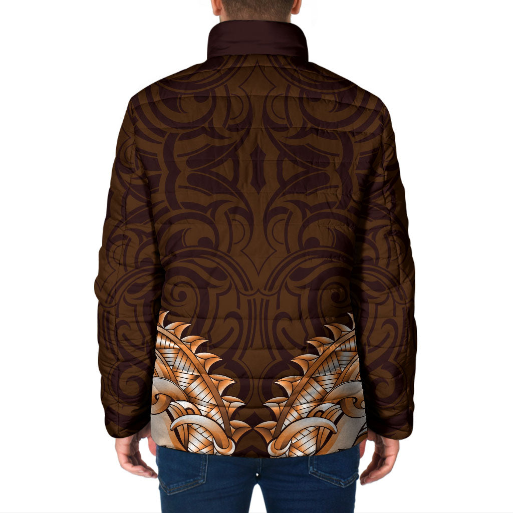 New Zealand Ta Moko Padded Jacket Aotearoa Maori Chest Tattoo Orange