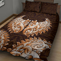New Zealand Ta Moko Quilt Bed Set Aotearoa Maori Chest Tattoo Orange