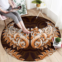New Zealand Ta Moko Round Carpet Aotearoa Maori Chest Tattoo Orange