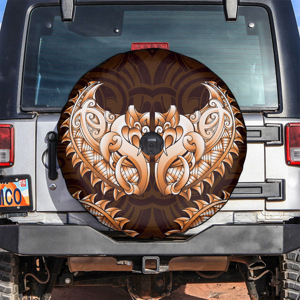 New Zealand Ta Moko Spare Tire Cover Aotearoa Maori Chest Tattoo Orange
