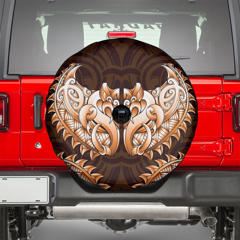 New Zealand Ta Moko Spare Tire Cover Aotearoa Maori Chest Tattoo Orange