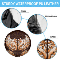 New Zealand Ta Moko Spare Tire Cover Aotearoa Maori Chest Tattoo Orange