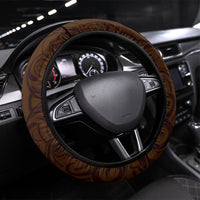 New Zealand Ta Moko Steering Wheel Cover Aotearoa Maori Chest Tattoo Orange