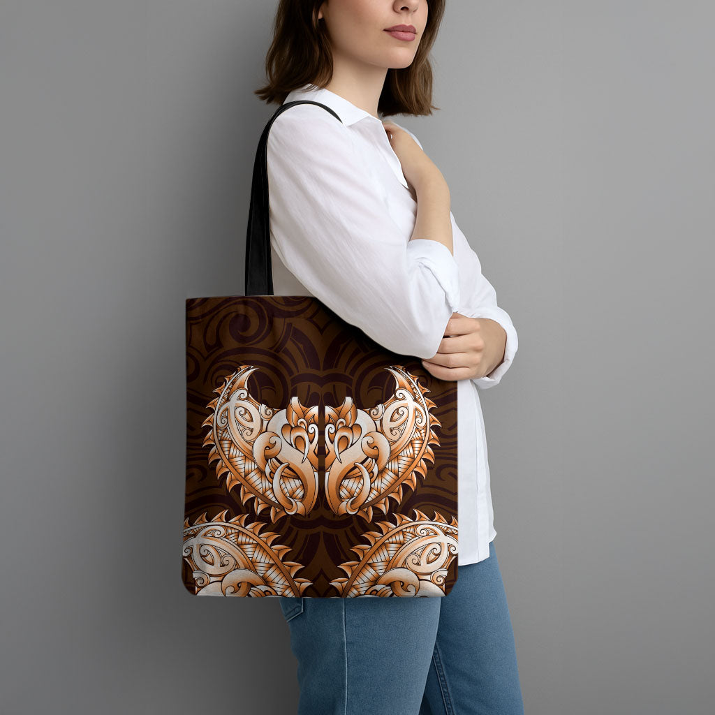New Zealand Ta Moko Tote Bag Aotearoa Maori Chest Tattoo Orange
