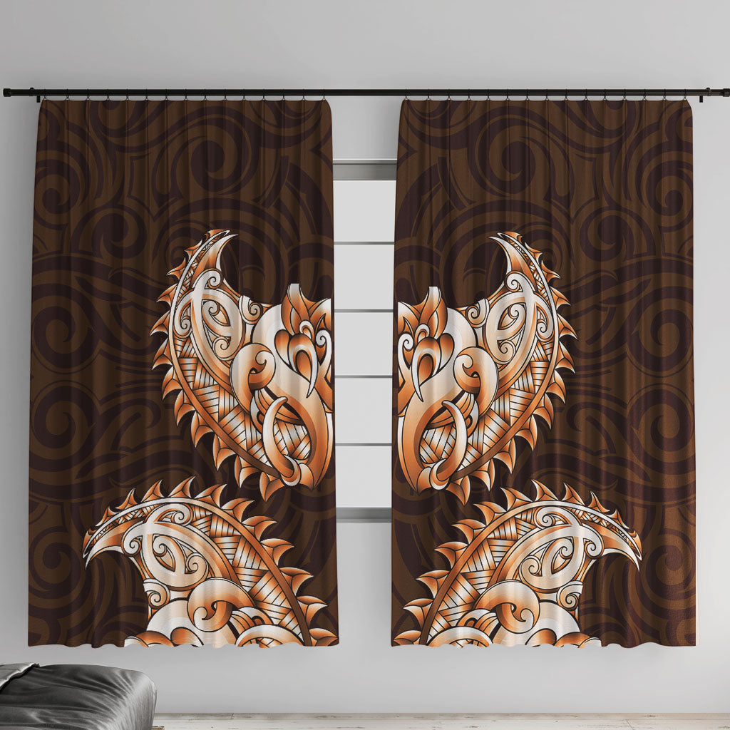 New Zealand Ta Moko Window Curtain Aotearoa Maori Chest Tattoo Orange