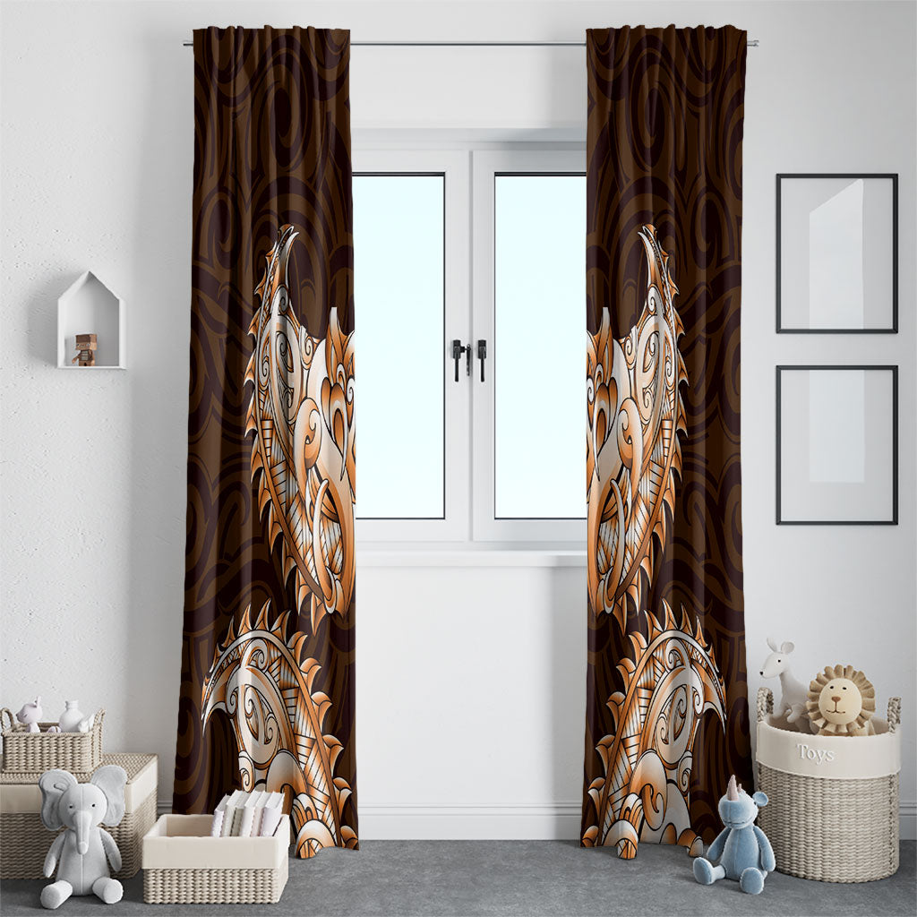 New Zealand Ta Moko Window Curtain Aotearoa Maori Chest Tattoo Orange