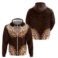 New Zealand Ta Moko Zip Hoodie Aotearoa Maori Chest Tattoo Orange