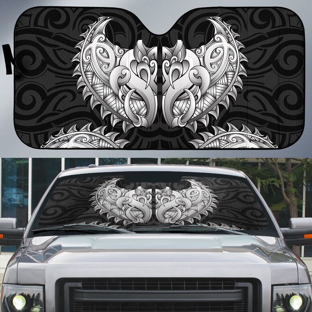 New Zealand Ta Moko Auto Sun Shade Aotearoa Maori Chest Tattoo Black