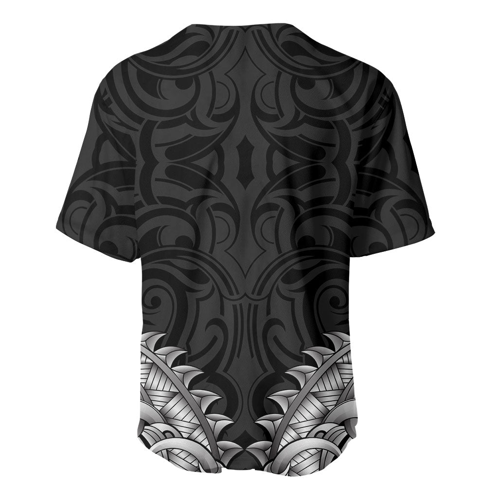 New Zealand Ta Moko Baseball Jersey Aotearoa Maori Chest Tattoo Black