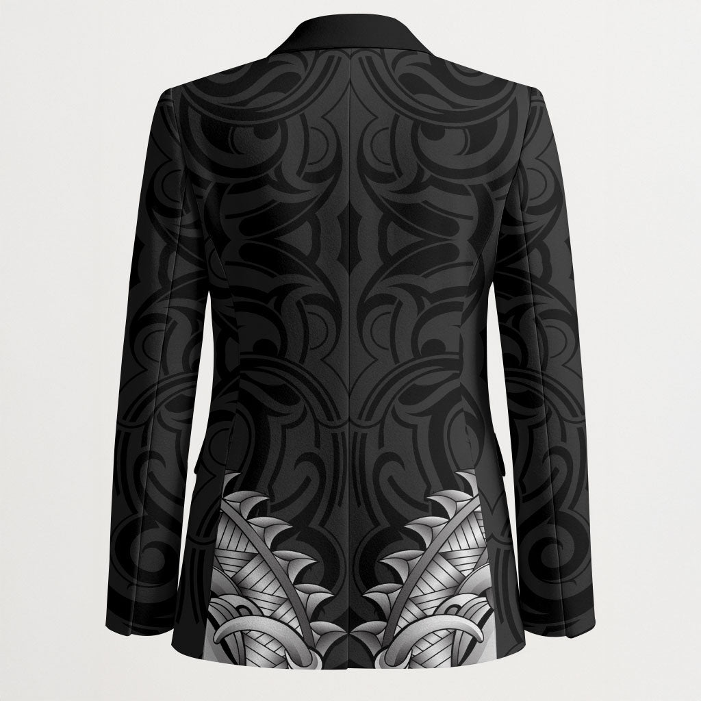 New Zealand Ta Moko Blazer Aotearoa Maori Chest Tattoo Black