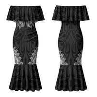 New Zealand Ta Moko Family Matching Mermaid Dress and Hawaiian Shirt Aotearoa Maori Chest Tattoo Black