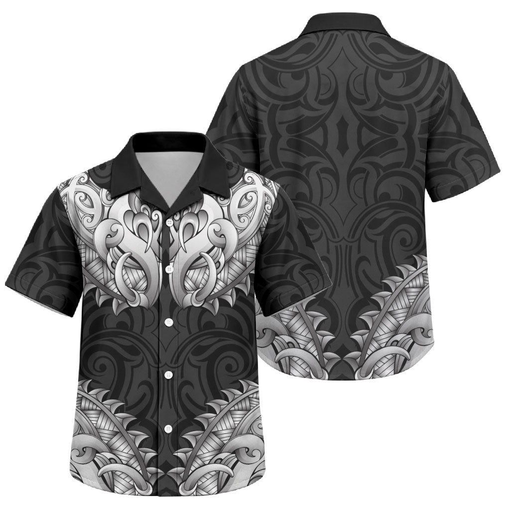 New Zealand Ta Moko Family Matching Tank Maxi Dress and Hawaiian Shirt Aotearoa Maori Chest Tattoo Black