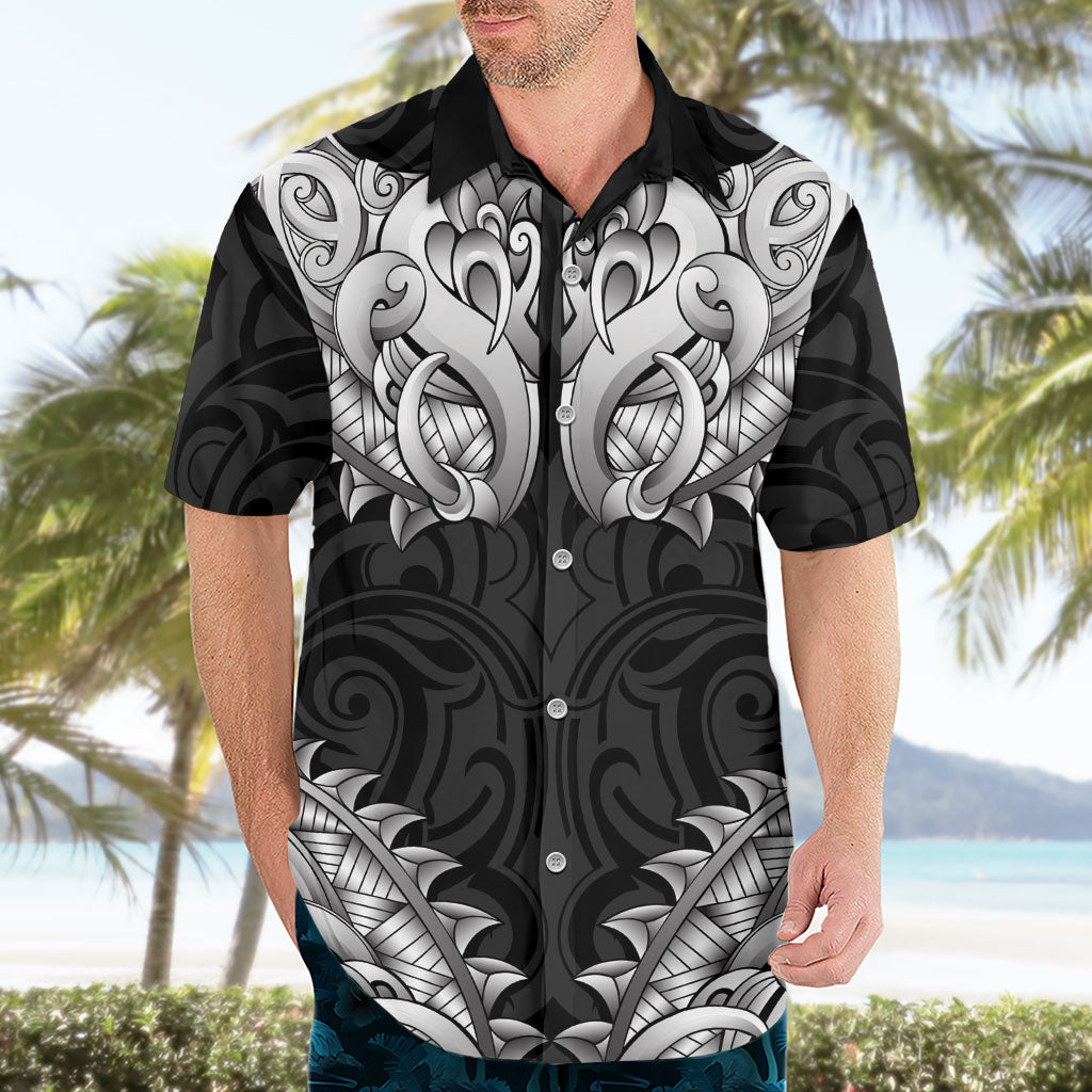 New Zealand Ta Moko Hawaiian Shirt Aotearoa Maori Chest Tattoo Black