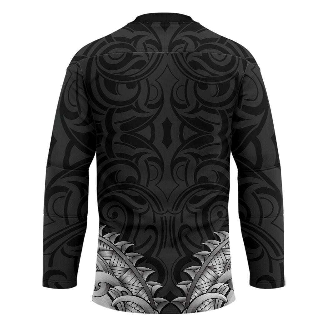 New Zealand Ta Moko Hockey Jersey Aotearoa Maori Chest Tattoo Black