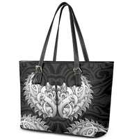 New Zealand Ta Moko Leather Tote Bag Aotearoa Maori Chest Tattoo Black