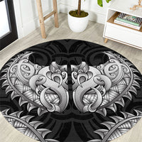 New Zealand Ta Moko Round Carpet Aotearoa Maori Chest Tattoo Black