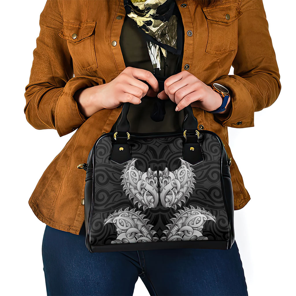 New Zealand Ta Moko Shoulder Handbag Aotearoa Maori Chest Tattoo Black