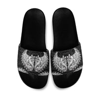 New Zealand Ta Moko Slide Sandals Aotearoa Maori Chest Tattoo Black