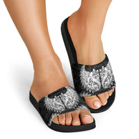 New Zealand Ta Moko Slide Sandals Aotearoa Maori Chest Tattoo Black