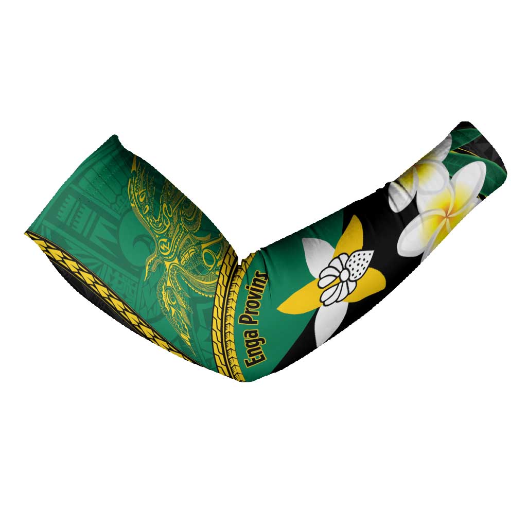 Personalised PNG Enga Provins Arm Sleeves Papua New Guinea Plumeria Melanesian Pattern LT14 - Polynesian Pride