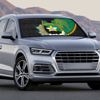 Personalised PNG Enga Provins Auto Sun Shade Papua New Guinea Plumeria Melanesian Pattern - Polynesian Pride