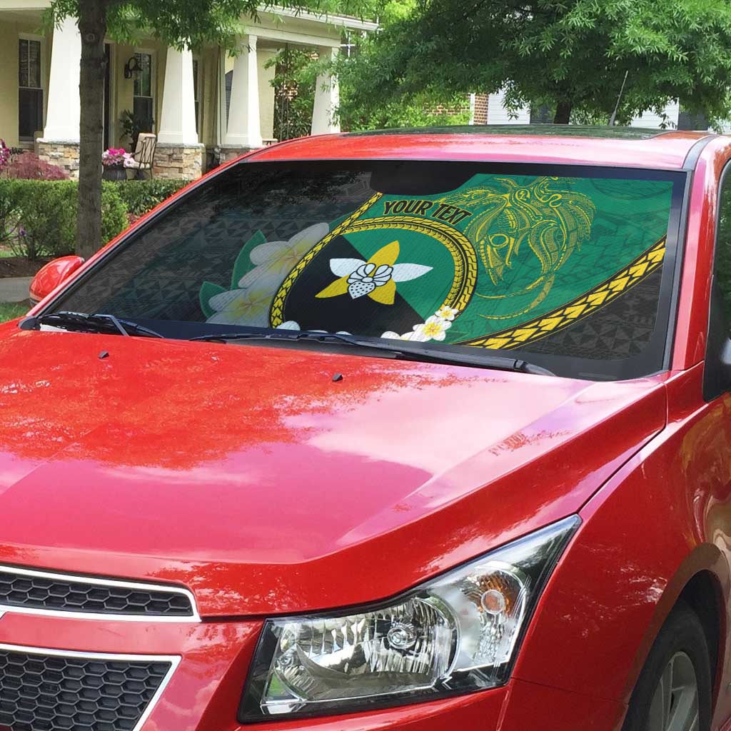 Personalised PNG Enga Provins Auto Sun Shade Papua New Guinea Plumeria Melanesian Pattern - Polynesian Pride