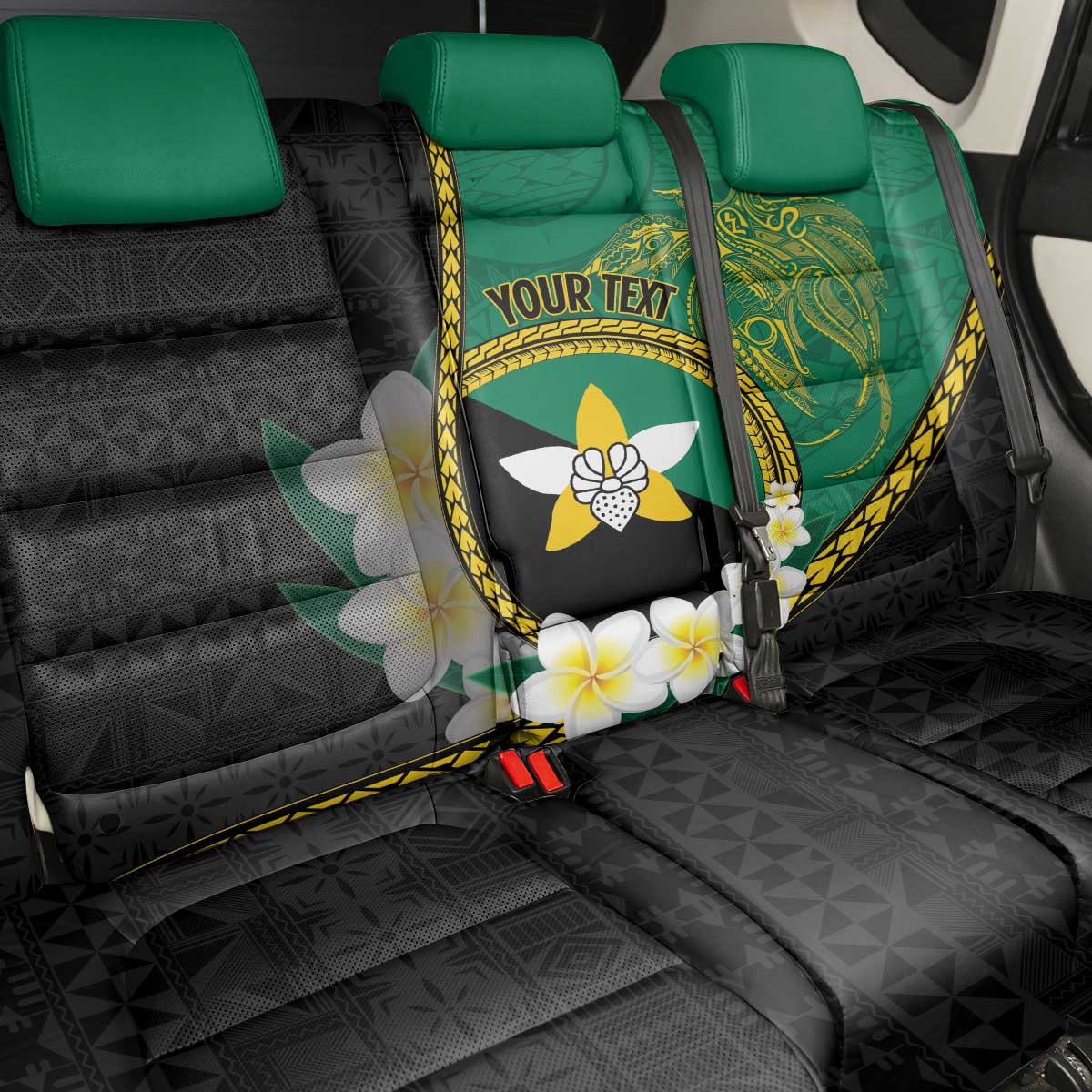 Personalised PNG Enga Provins Back Car Seat Cover Papua New Guinea Plumeria Melanesian Pattern - Polynesian Pride