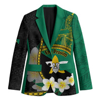 Personalised PNG Enga Provins Blazer Papua New Guinea Plumeria Melanesian Pattern - Polynesian Pride