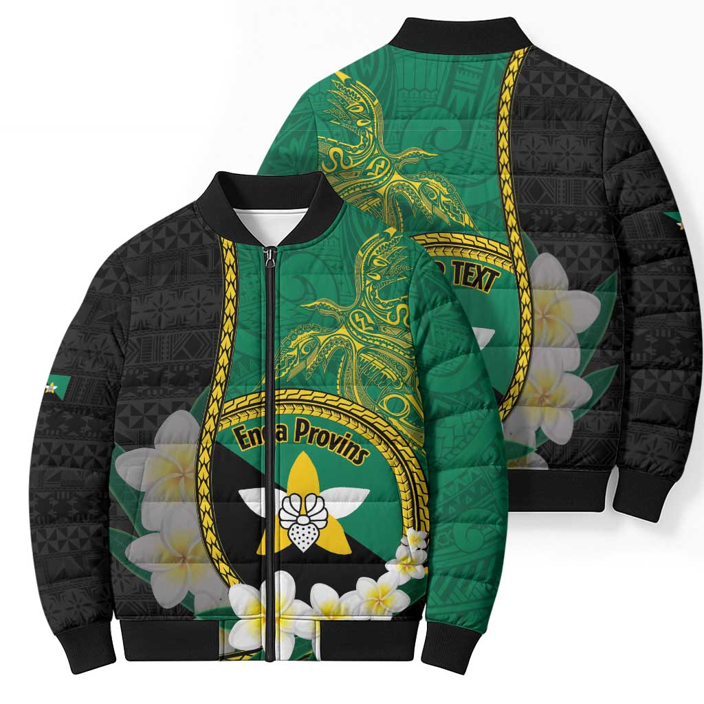 Personalised PNG Enga Provins Bomber Puffer Jacket Papua New Guinea Plumeria Melanesian Pattern LT14 - Polynesian Pride