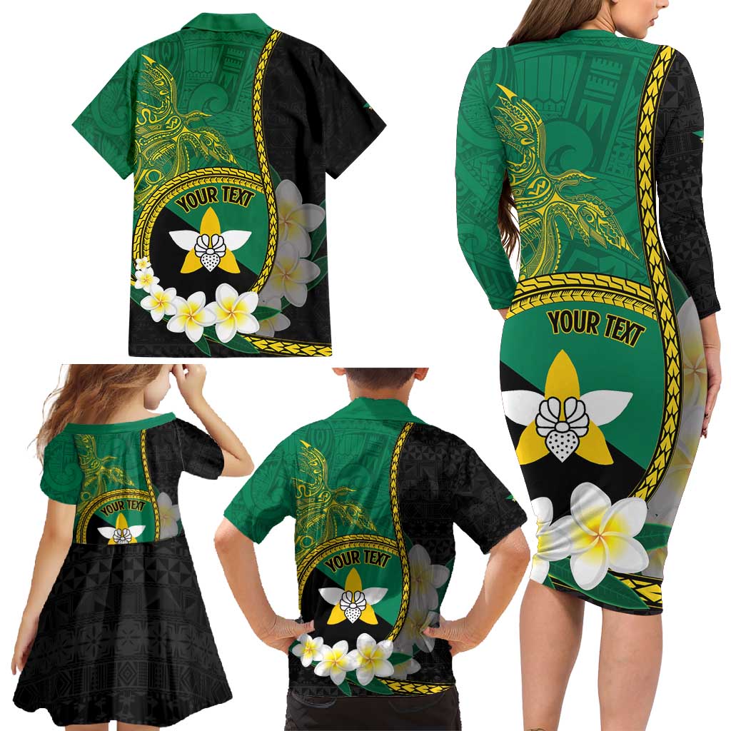 Personalised PNG Enga Provins Family Matching Long Sleeve Bodycon Dress and Hawaiian Shirt Papua New Guinea Plumeria Melanesian Pattern - Polynesian Pride