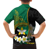 Personalised PNG Enga Provins Family Matching Off The Shoulder Long Sleeve Dress and Hawaiian Shirt Papua New Guinea Plumeria Melanesian Pattern - Polynesian Pride