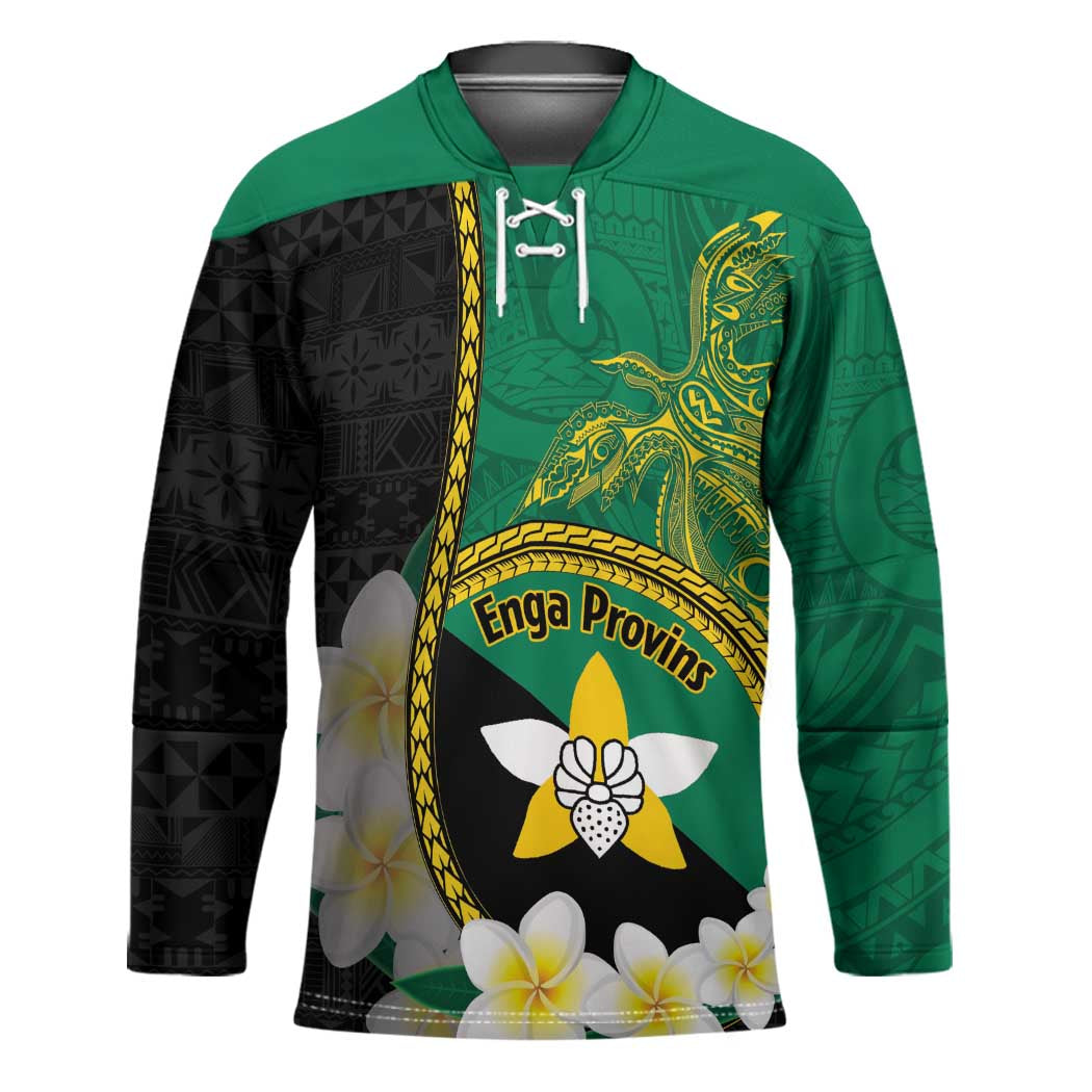 Personalised PNG Enga Provins Hockey Jersey Papua New Guinea Plumeria Melanesian Pattern - Polynesian Pride