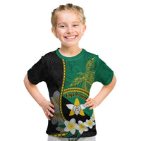 Personalised PNG Enga Provins Kid T Shirt Papua New Guinea Plumeria Melanesian Pattern - Polynesian Pride