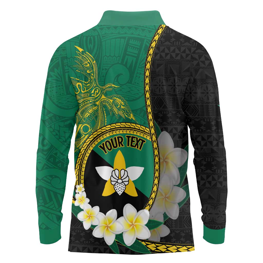 Personalised PNG Enga Provins Long Sleeve Polo Shirt Papua New Guinea Plumeria Melanesian Pattern - Polynesian Pride