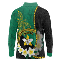 Personalised PNG Enga Provins Long Sleeve Polo Shirt Papua New Guinea Plumeria Melanesian Pattern - Polynesian Pride